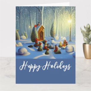 Whimsical Christmas Forest Scene XL Folded Card