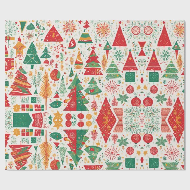 Whimsical Christmas Forest Wrapping Paper (Flat)