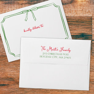 Whimsical Christmas Fun Festive Bow Holiday Card Envelope