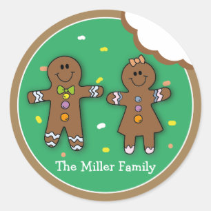 Whimsical Christmas Gingerbread Cookie Bite Classic Round Sticker