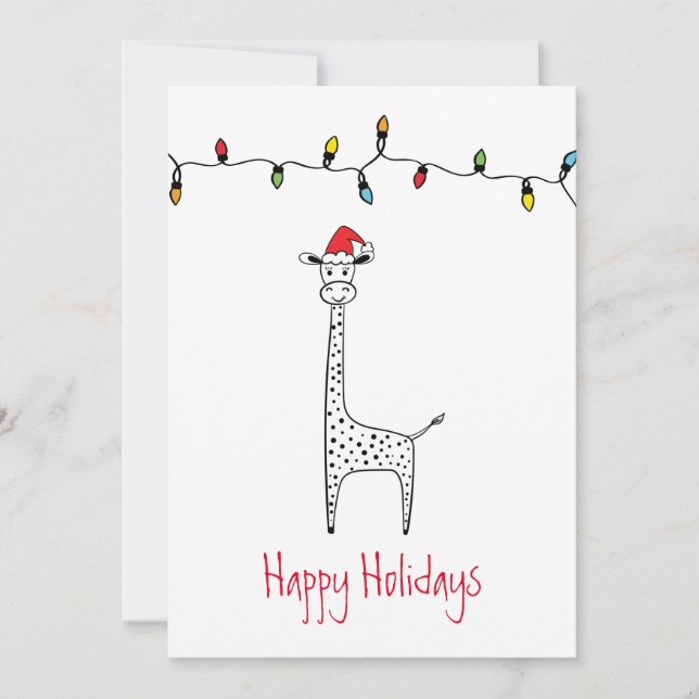 Whimsical Christmas Giraffe Christmas Cards (Front)