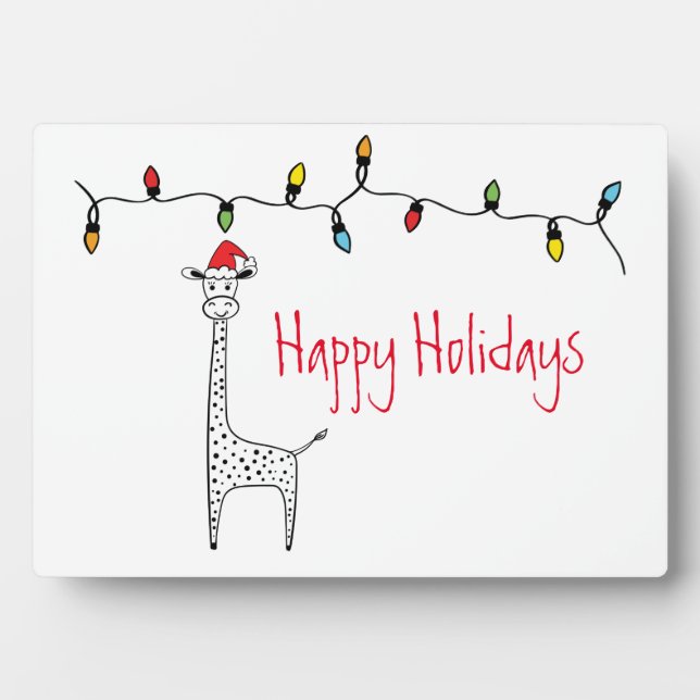 Whimsical Christmas Giraffe Plaque (Front)