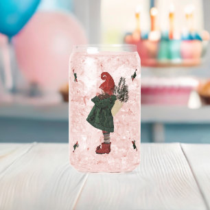 Whimsical Christmas Gnome Can Glass 