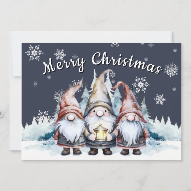 Whimsical Christmas Gnome Family Photo Holiday Card (Front)