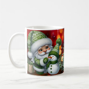 Whimsical Christmas Gnome with Festive Holiday Red Coffee Mug