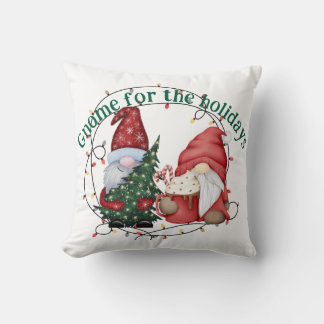 Whimsical Christmas Gnomes Scandinavian Holiday  Cushion