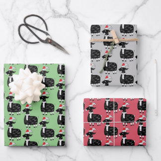 Whimsical Christmas Goats Wrapping Paper Sheet