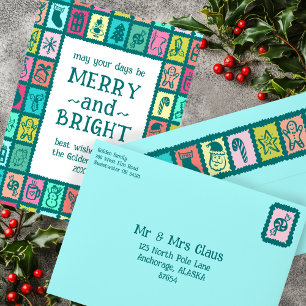 Whimsical Christmas Grid Cute Custom Colorful  Envelope