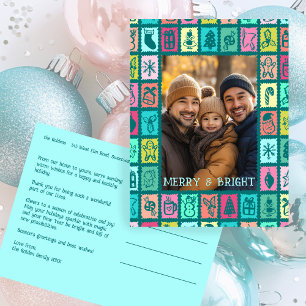 Whimsical Christmas Grid Cute Custom  Holiday Postcard