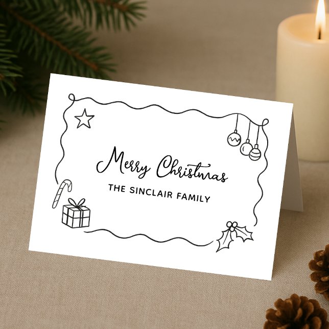 Whimsical Christmas Hand Drawn Scribble Minimalist Holiday Card (Creator Uploaded)