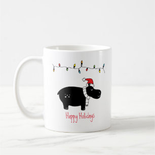 Whimsical Christmas Hippo Coffee Mug