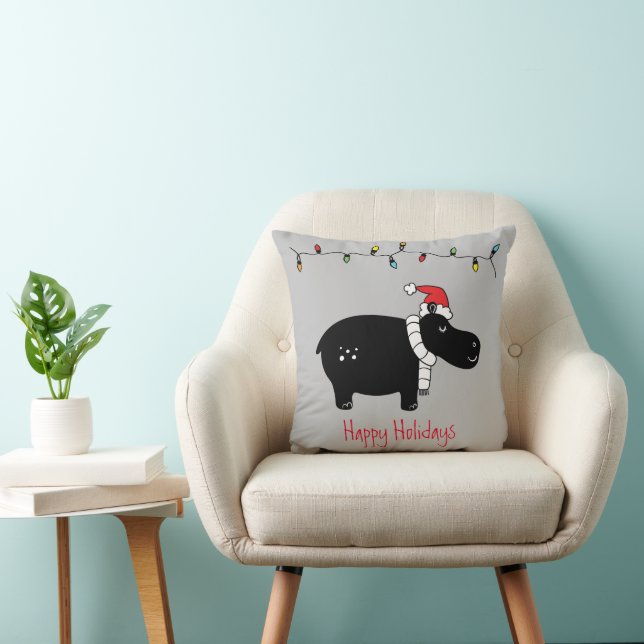 Whimsical Christmas Hippo Cushion (Chair)