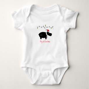 Whimsical Christmas Hippo Customisable Baby Bodysuit