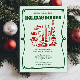 Whimsical Christmas Holiday Dinner Party CUSTOM  Invitation