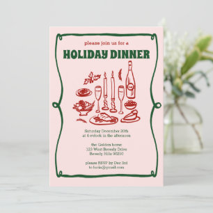 Whimsical Christmas Holiday Dinner Party CUSTOM Invitation