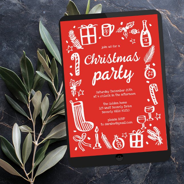 Whimsical Christmas Holiday Party Cute Custom Invitation (Whimsical Christmas Holiday Party Cute Custom Invitation
Digital DOwnload evite)