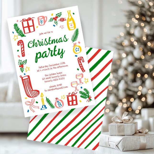 Whimsical Christmas Holiday Party Cute Custom Invitation (Whimsical Christmas Holiday Party Cute Custom Invitation
)