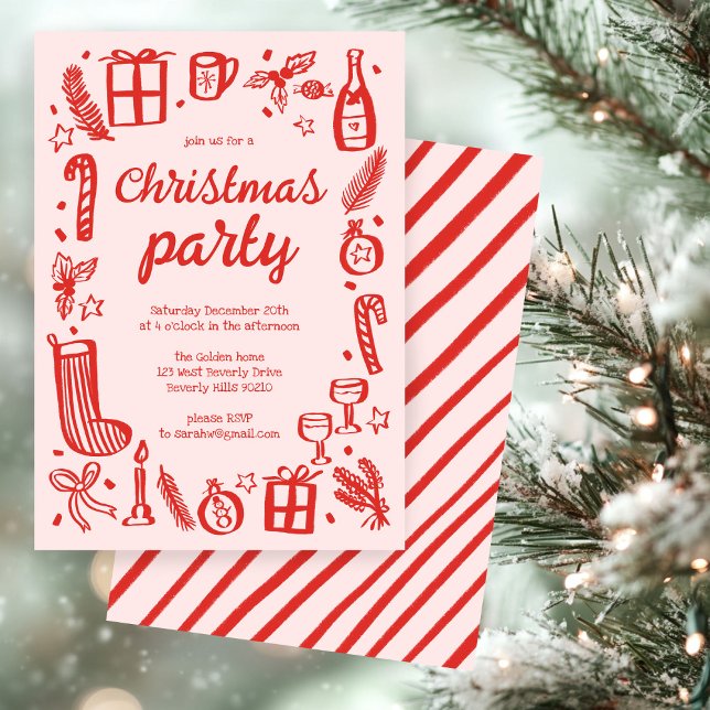 Whimsical Christmas Holiday Party Cute Custom Invitation (Whimsical Christmas Holiday Party Cute Custom Invitation
)