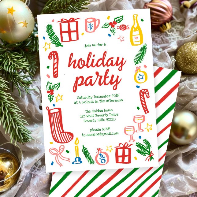 Whimsical Christmas Holiday Party Cute Custom Invitation (Whimsical Christmas Holiday Party Cute Custom Invitation
)