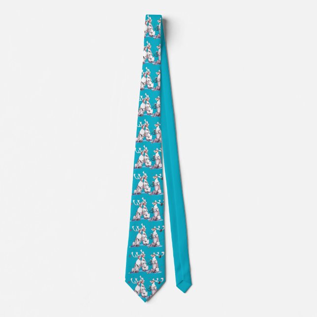 Whimsical Christmas Holiday Singing Caribou Tie (Front)