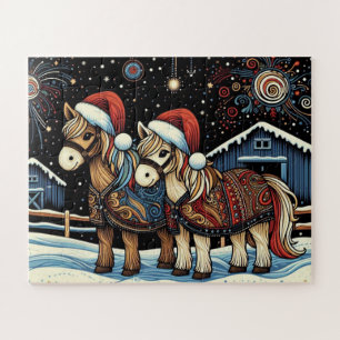 Whimsical Christmas Horses Jigsaw Puzzle