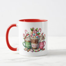 Whimsical Christmas Hot Cocoa Mugs with Marshmallo