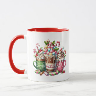 Whimsical Christmas Hot Cocoa Mugs with Marshmallo