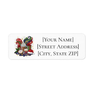 Whimsical Christmas Hot Cocoa & Treats Return Address Label