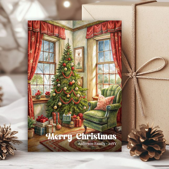 Whimsical Christmas interior card rustic holiday  (Whimsical Christmas interior card rustic holiday art

)