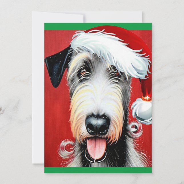 Whimsical Christmas Irish Wolfhound Flat Card (Front)
