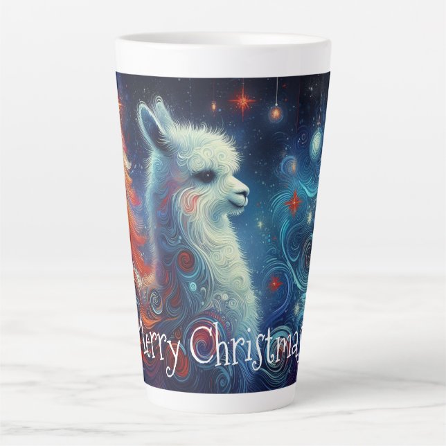 Whimsical Christmas Llama Latte Mug (Front)