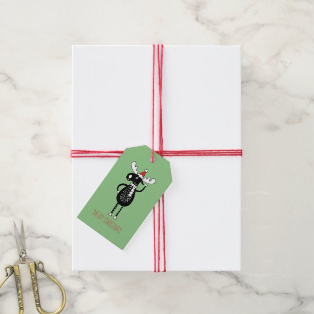 Whimsical Christmas Moose   Gift Tags (With Twine)