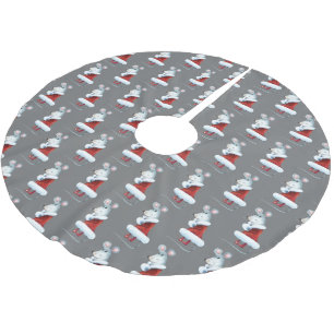 Whimsical Christmas Mouse Pattern Brushed Polyester Tree Skirt