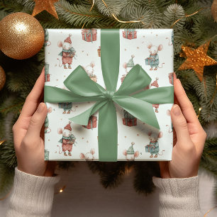 Whimsical Christmas Mouses Wrapping Paper