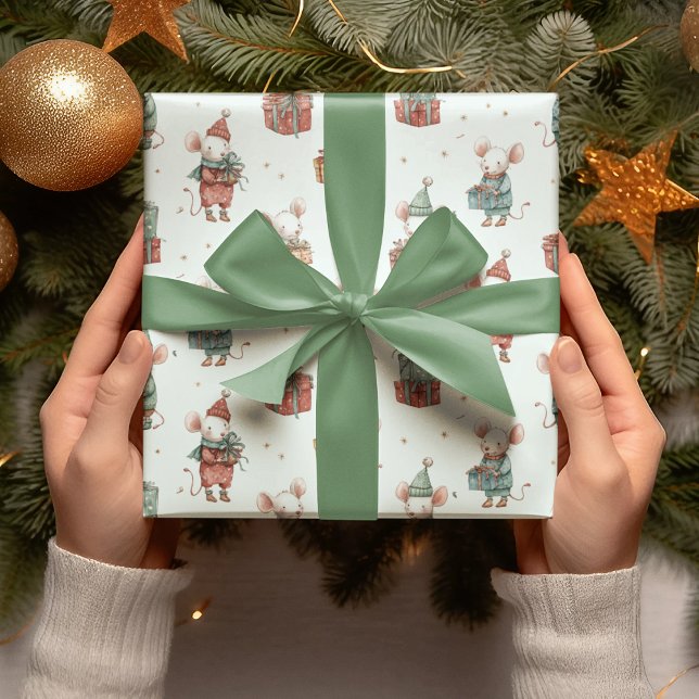 Whimsical Christmas Mouses Wrapping Paper (Creator Uploaded)