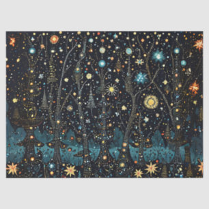 Whimsical Christmas Night Decoupage Craft Paper
