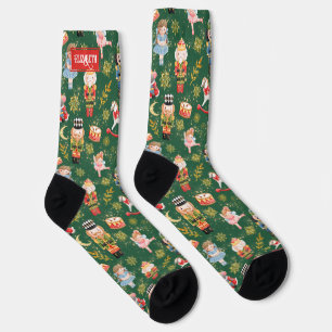 Whimsical Christmas Nutcracker Ballet Characters Socks