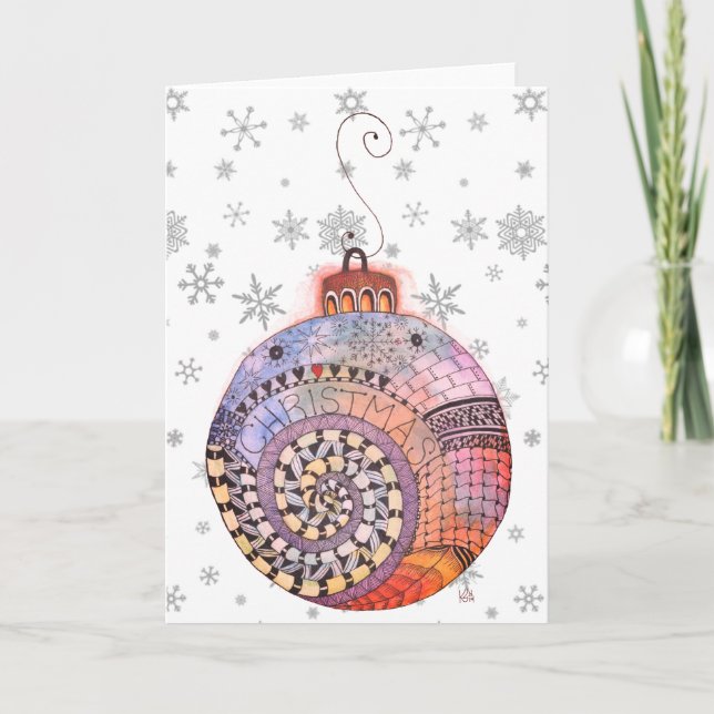 Whimsical Christmas Ornament Greeting Card (Front)