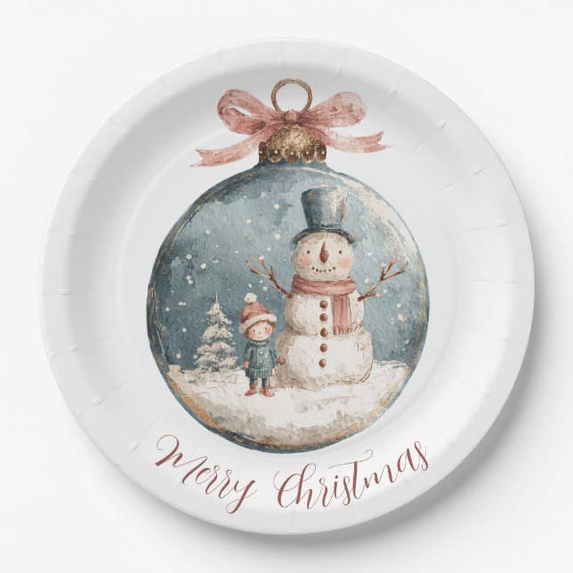 Whimsical Christmas Ornament Paper Plates (Front)