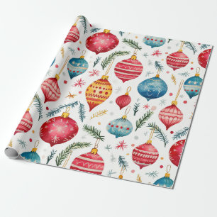 Whimsical Christmas Ornaments Vintage  Wrapping Paper