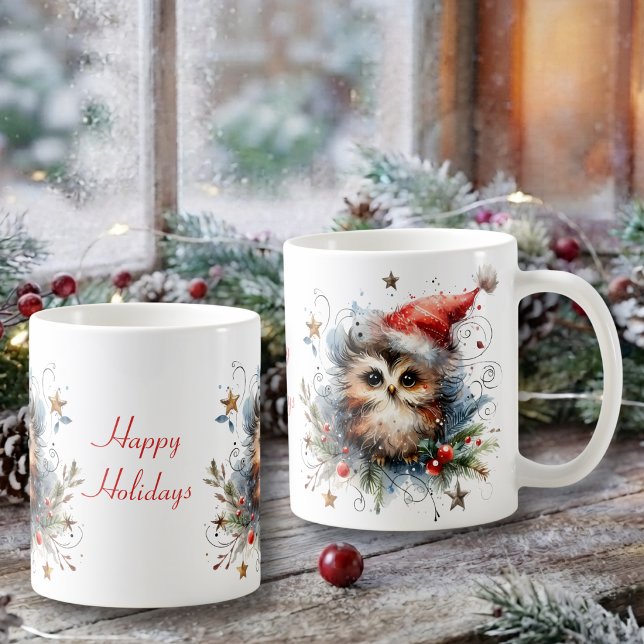 Whimsical Christmas Owl Coffee Mug (Creator Uploaded)