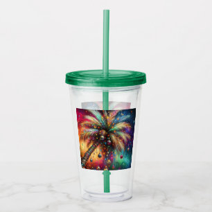 Whimsical Christmas Palm Tree Tropical Beach Vivid Acrylic Tumbler
