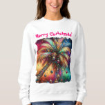 Whimsical Christmas Palm Tree Tropical Beach Vivid Sweatshirt<br><div class="desc">Whimsical Christmas Palm Tree Tropical Beach Vivid</div>