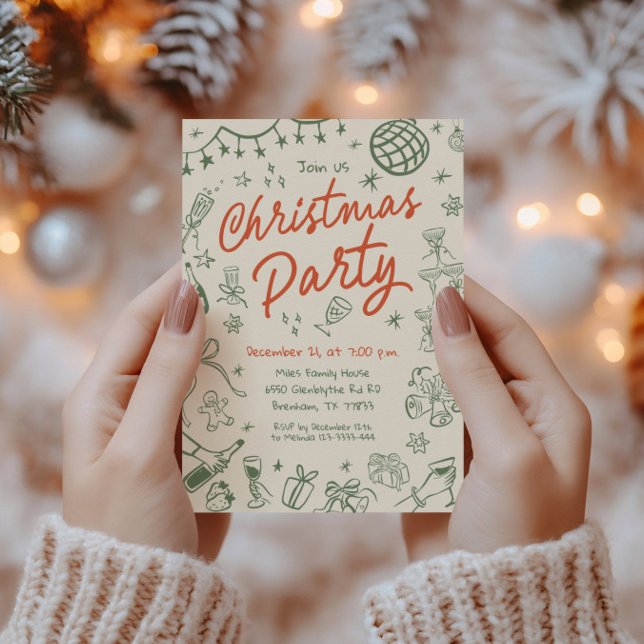 Whimsical Christmas Party Invitation, Holiday Invitation (Creator Uploaded)
