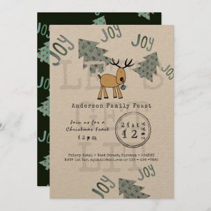 Whimsical Christmas Party Lets Get LIT Rustic Invitation