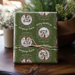 Whimsical Christmas Photo - Calligraphy - Branches Wrapping Paper<br><div class="desc">Merry Christmas in dark green modern script -- If you crop your photo into a square before uploading, it will be easy to edit the design. The paper includes a unique and trendy Merry Christmas greeting with a bright and joyful pine branch pattern on the back. This design has an...</div>