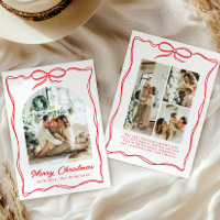 Whimsical Christmas Photo Hand-Drawn Bow Ribbon