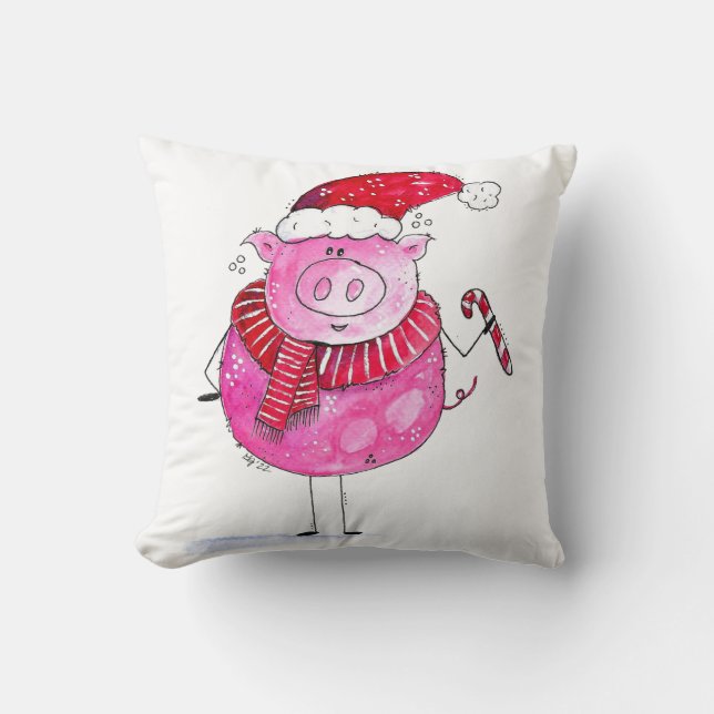 Whimsical Christmas Pig Cushion (Front)