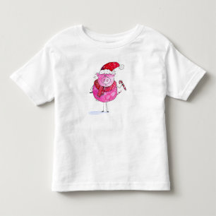 Whimsical Christmas Pig Toddler T-Shirt