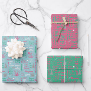 Whimsical Christmas - Playful Doodle Pastels Wrapping Paper Sheet